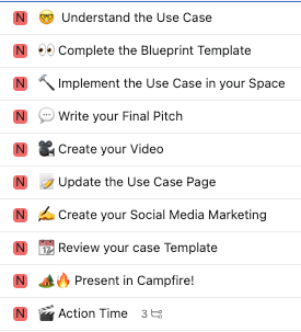 Checklist outlining the repeatable steps participants follow to complete and present a Micro Launch Blueprint.